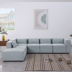 modular sofa Grayish blue chenille fabric, simple and grand, the seat and back is very soft. this is also a KNOCK DOWN sofa W1099S00116