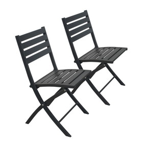 2PCS Outdoor Indoor Folding Chairs Aluminum Patio Dining Chairs, Grey W110063722