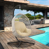 Large Hanging Egg Chair with Stand & Uv Resistant Cushion Hammock Chairs with C-Stand for Outdoor Indoor Space