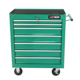 7 Drawers Multifunctional Tool Cart With Wheels-Green