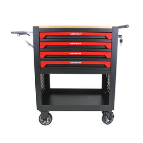 4 Drawers Multifunctional Tool Cart With Wheels And Wooden Top W1102111182