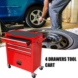 4 Drawers Multifunctional Red Tool Cart With Wheels W1102111135