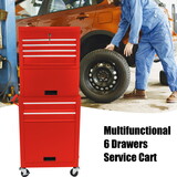 High Capacity Rolling Tool Chest with Wheels and Drawers, 6-Drawer Tool Storage Cabinet--RED W110282271
