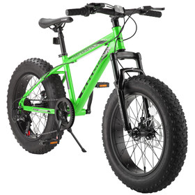 S20109 Elecony 20 inch Fat Tire Bike Adult/Youth Full Shimano 7 Speed Mountain Bike, Dual Disc Brake, High-Carbon Steel Frame, Front Suspension, Mountain Trail Bike, Urban Commuter City Bicycle