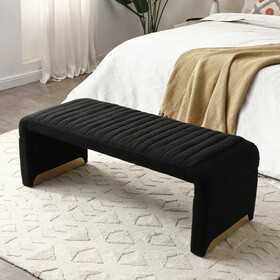 47.2" Width Modern Ottoman Bench, Upholstered Sherpa Fabric End of Bed Bench, Shoe Bench Footrest Entryway Bench Coffee Table for Living Room,Bedroom,Black