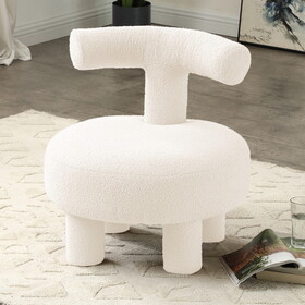 24.4" Width Modern Sherpa Fabric Chair Upholstered Creative Ottoman Pouf Fuzzy Sofa Footrest Stool Reading Chair Kids Furniture Chair for Living Room Bedroom Apartment Small Spaces Home Decorative