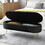 46.9" Width Oval Storage Bench with Gold Legs,Teddy Fabric Upholstered Ottoman Storage Benches for Bedroom End of Bed,Sherpa Fabric Bench for Living Room,Dining Room,Entryway,Bed Side,Black
