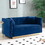 Contemporary Vertical Channel Tufted Velvet Sofa Loveseat Modern Upholstered 2 Seater Couch for Living Room Apartment with 2 pillows,Blue W1117P147506