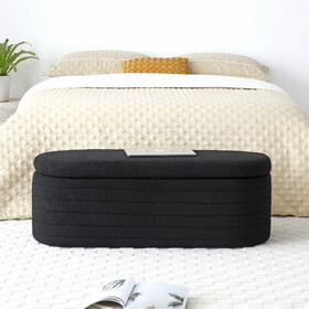 Modern End of Bed Bench with Storage Upholstered Sherpa Fabric Large Storage Bench Ottoman Shoe Stool Long Bench Window Sitting Toy Storage Bench for Bedroom,Living Room,Entryway,Black W1117P176454