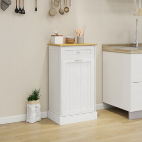 One Drawers and One-Compartment Tilt-Out Trash Cabinet Kitchen Trash Cabinet-White W1120127324