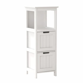 Bathroom Floor Cabinet with 2 Drawers and 1 Storage Shelf,Freestanding Wood Storage Organizer Cabinet-White W112049922