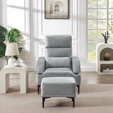 Accent Chairs with Ottoman, Velvet Fabric Armchair with Ottoman for Bedroom Living Room, Modern Chair with cup holder, Adjustable Backrest and Side Pockets. W1123106086