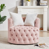 Modern Swivel Barrel Chair with 360° Rotating Base and 2 Pillows, Modern Velvet Reading Chair with Shell Chairs' Back, Swivel Chairs Pink W1123111115