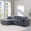 Modular Sectional Sofa, Convertible Sofa Couch, Modular Sectionals with Ottomans, 4Seat Sofa Couch with Reversible Chaise for Living Room. Chenille Grey W1123S00012