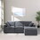 Modular Sectional Sofa, Convertible Sofa Couch, Modular Sectionals with Ottomans, 4Seat Sofa Couch with Reversible Chaise for Living Room. Chenille Grey W1123S00012