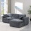 Modular Sectional Sofa, Convertible Sofa Couch, Modular Sectionals with Ottomans, 4Seat Sofa Couch with Reversible Chaise for Living Room. Chenille Grey W1123S00012
