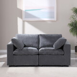 Modular Sectional Sofa, Convertible U Shaped Sofa Couch, Modular Sectionals with Ottomans, 6 Seat Sofa Couch with Reversible Chaise for Living Room. Grey W1123S00014