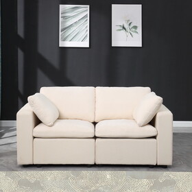 Modular Sectional Sofa, Convertible U Shaped Sofa Couch, Modular Sectionals with Ottomans, 6 Seat Sofa Couch with Reversible Chaise for Living Room. BEIGE W1123S00015