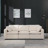 Modular Sectional Sofa, Convertible U Shaped Sofa Couch, Modular Sectionals with Ottomans, 6 Seat Sofa Couch with Reversible Chaise for Living Room. BEIGE W1123S00016