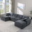 125" Modular Sectional Sofa, Convertible U Shaped Sofa Couch, Modular Sectionals with Ottomans, 6 Seat Sofa Couch with Reversible Chaise for Living Room. Chenille Grey W1123S00020