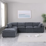 Modular Sectional Sofa, Convertible L Shaped Sofa Couch, Modular Sectionals with Ottomans, 6 Seat Sofa Couch with Reversible Chaise for Living Room. Chenille Grey W1123S00025