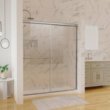 60 in. x 70 in. Traditional Sliding Shower Door in Chrome with Clear Glass W1135105025