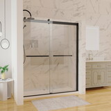 60 in. W x 74 in. H Shower Door in Matte Black with 5/16 in. (8 mm) Clear Glass W1135111818