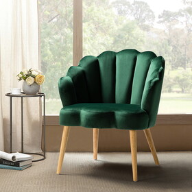 Flora Scalloped Velvet Arm Chair-GREEN W1137142225