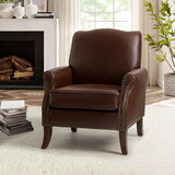 Jonathas Vegan Leather Armchair-BROWN W1137141242
