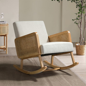 Trachin Rocking Chair with Rattan Arms W113756058