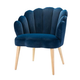 Flora Scalloped Velvet Arm Chair-NAVY W1137142225
