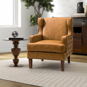 Anton Vegan Leather Armchair-CAMEL W1137P178449
