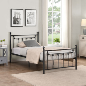 Twin Size Metal Bed Frame with Headboard and Footboard (Black) W114141111