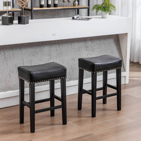 A&A Furniture Counter Height 26" Bar Stools for Kitchen Counter Backless Faux Leather Stools Farmhouse Island Chairs (26 inch, Black, Set of 2) W114341387