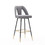 A&A Furniture Akoya Collection Modern Contemporary Velvet Upholstered Connor 28" Bar Stool & Counter Stools with Nailheads and Gold Tipped Black Metal Legs,Set of 2 (Gray) W114341615