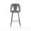 A&A Furniture Akoya Collection Modern Contemporary Velvet Upholstered Connor 28" Bar Stool & Counter Stools with Nailheads and Gold Tipped Black Metal Legs,Set of 2 (Gray) W114341615
