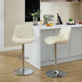 Counter Height Bar Stools Kitchen Island Barstools Adjustable Swivel Counter Stool Bar Height Island Chairs with Back,Set of 2, Cream