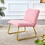 Modern minimalist pink plush fabric single person sofa chair with golden metal legs. Suitable for living room, bedroom, club, comfortable cushioned single person leisure sofa W1151121292