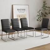 A set of 4 dining chairs, black dining chair set, PU material high backrest seats and sturdy leg chairs, suitable for restaurants, kitchens, and living rooms P-W1151134522