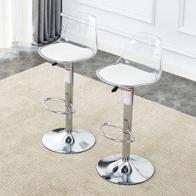 Modern minimalist bar chairs and bar stools. Can rotate 360 &#176; and adjust lifting. PET backrest and leather seats. Set of 2. Suitable for bars, restaurants, and front desk cashiers. W1151124295