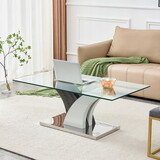 Modern dining table,Tea Table.Coffee Table. Tempered glass countertop, and artistic MDF legs are perfect for hosting dinners, conferences, home, and office decorations.B-793 P-W1151136001