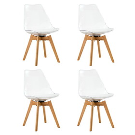 Modern chairs can rotate 360 degrees. The backrest is made of PET material, the seat cushion is made of PU material, and the support legs are made of oak. (Set of 4) W1151137597