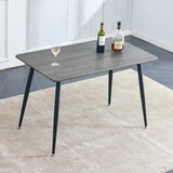 Industrial style rectangular gray wood grain table with MDF tabletop and black iron legs, suitable for kitchens, restaurants, and living rooms 47.2"27.5"*29.5"
