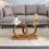 A rectangular modern and fashionable coffee table with tempered glass tabletop and wood grain table legs. Suitable for living room.47.2"*25.4"*17.9" W1151140296