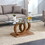 A rectangular modern and fashionable coffee table with tempered glass tabletop and wood grain table legs. Suitable for living room.47.2"*25.4"*17.9" W1151140296