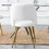 Dining Chairs, Teddy Velvet Accent Chair, Living Room Leisure Chairs, Upholstered Side Chair with Golden Metal Legs for Dining Room Kitchen Vanity Patio Club Guest (Set of 1) (White Chairs)