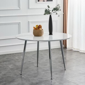 Diameter 45 inch MDF Modern simplicity round Imitation solid wood marble grain dining table.Applicable 6-8 persons to dining room and meeting room.