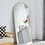 The 4th generation floor standing full-length rearview mirror. Metal framed arched wall mirror, bathroom makeup mirror, floor standing mirror with bracket. Black 71"* 31" AM W1151P147749