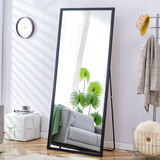 Fourth generation black solid wood frame full-length mirror, dressing mirror, bedroom porch, decorative mirror, clothing store, floor standing large mirror, wall mounted. 71