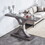 Modern minimalist style natural gray wood foyer table, equipped with MDF wood tabletop and MDF stainless steel bracket, enhances the beauty and artistic atmosphere of the home W1151P148170